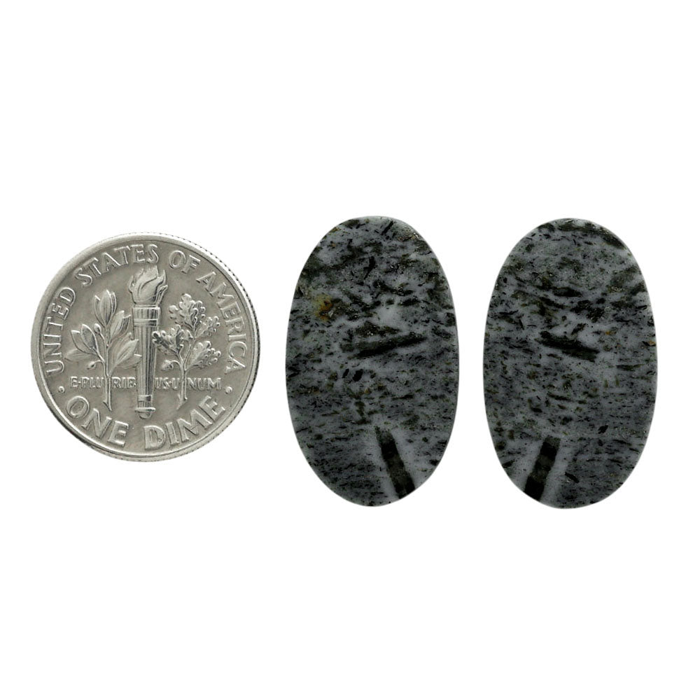 Hornblende Pair 13.5x22.4x3 mm Oval Shape Polished Gemstone LS54-07045