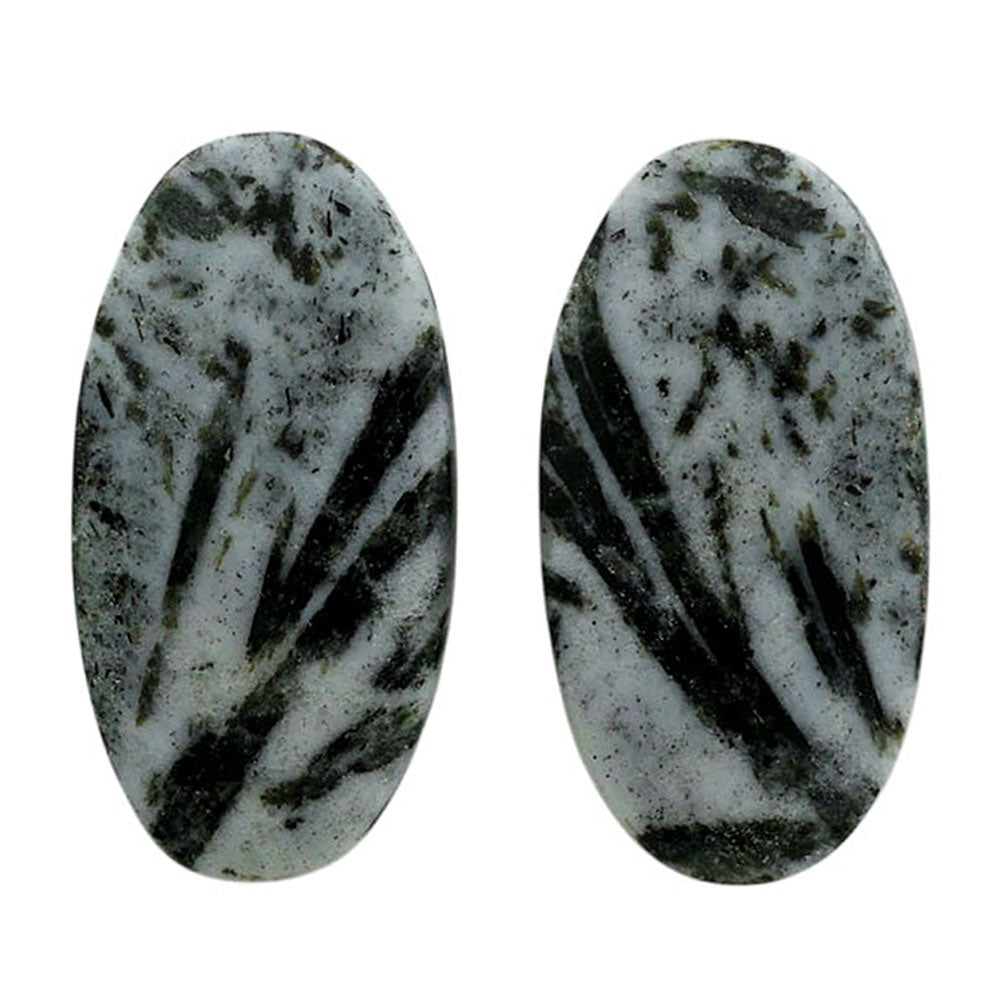 Hornblende Pair 22.6x24.5x3 mm Oval Shape Polished Gemstone LS54-07046