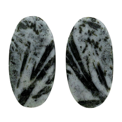 Hornblende Pair 22.6x24.5x3 mm Oval Shape Polished Gemstone LS54-07046