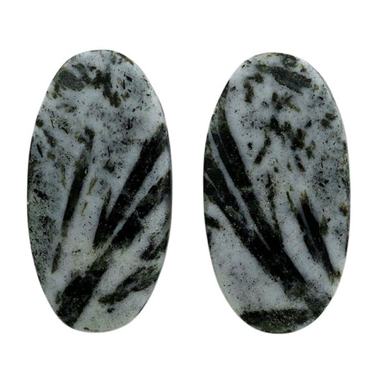 Hornblende Pair 22.6x24.5x3 mm Oval Shape Polished Gemstone LS54-07046