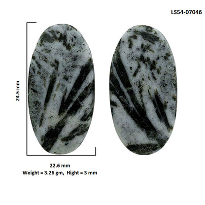 Hornblende Pair 22.6x24.5x3 mm Oval Shape Polished Gemstone LS54-07046