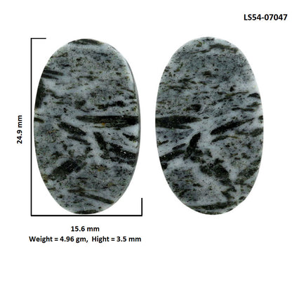 Hornblende Pair 15.6x24.9x3.5 mm Oval Shape Polished Gemstone LS54-07047
