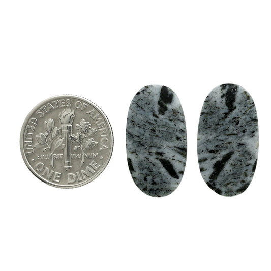 Hornblende Pair 11.5x21.3x3 mm Oval Shape Polished Gemstone LS54-07048