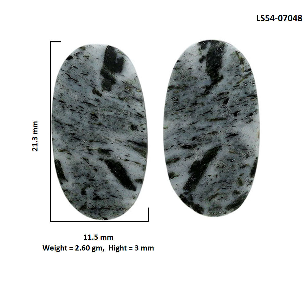 Hornblende Pair 11.5x21.3x3 mm Oval Shape Polished Gemstone LS54-07048