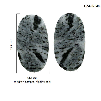Hornblende Pair 11.5x21.3x3 mm Oval Shape Polished Gemstone LS54-07048