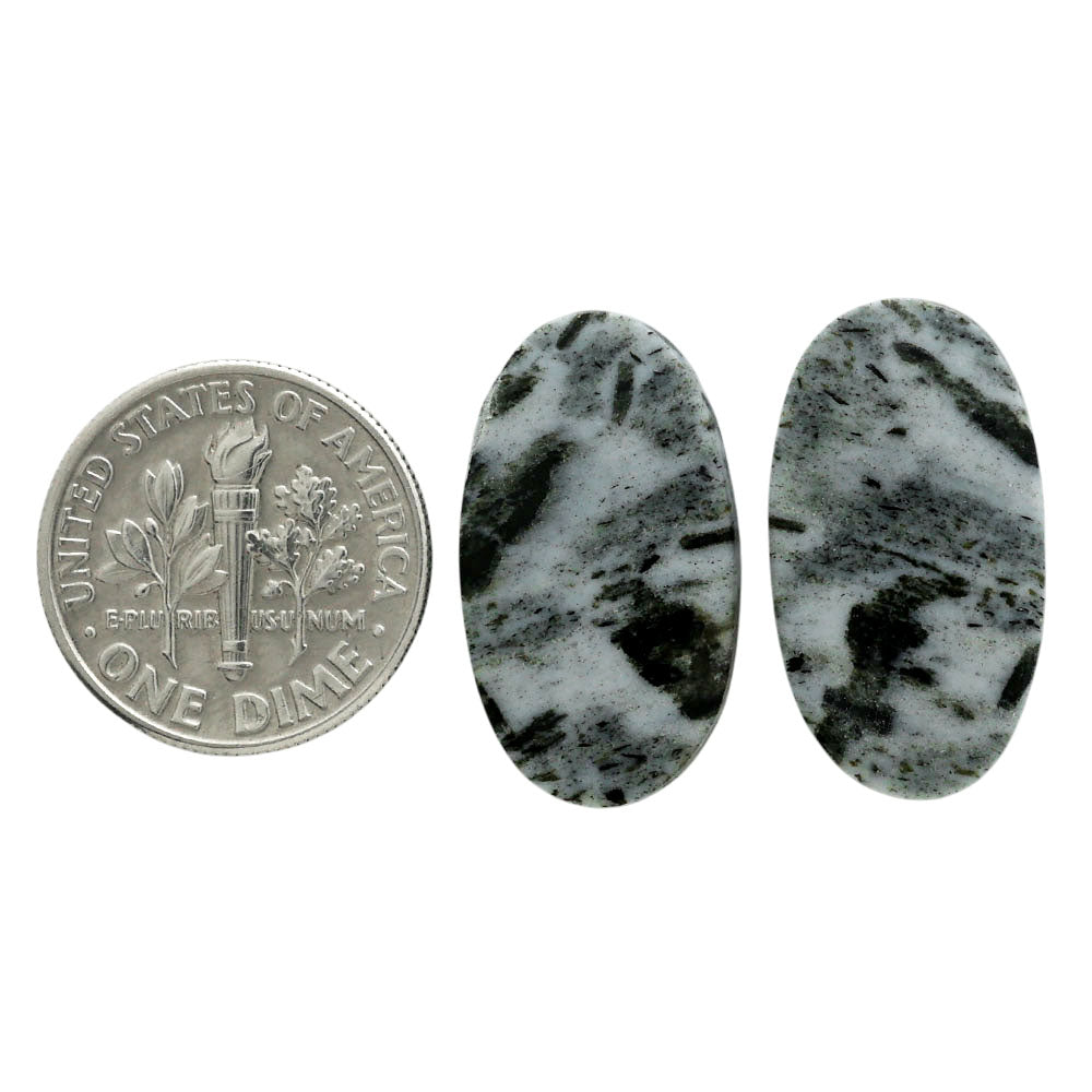 Hornblende Pair 12.5x22.4x3 mm Oval Shape Polished Gemstone LS54-07049