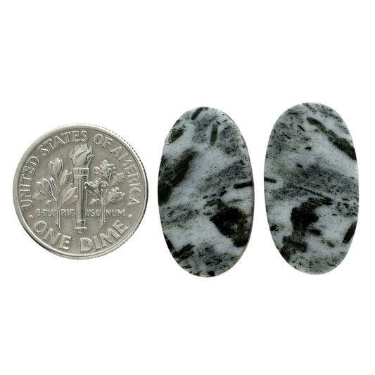 Hornblende Pair 12.5x22.4x3 mm Oval Shape Polished Gemstone LS54-07049