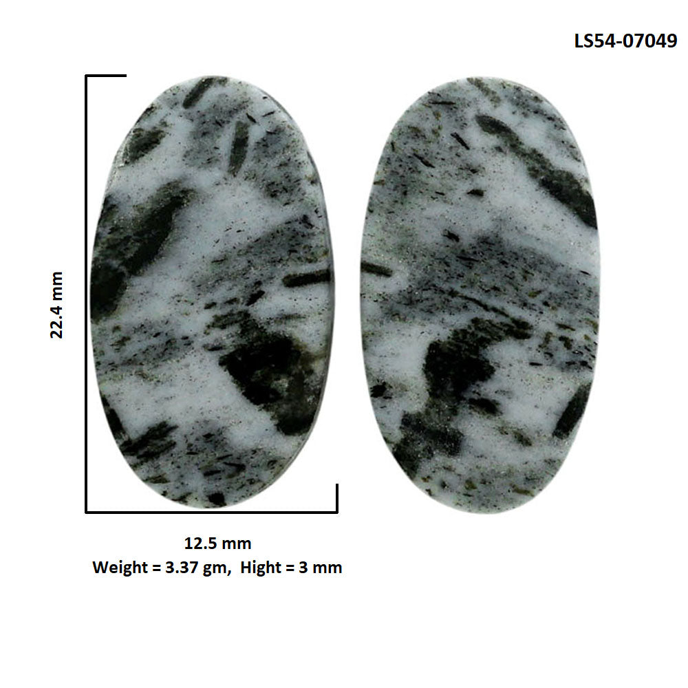 Hornblende Pair 12.5x22.4x3 mm Oval Shape Polished Gemstone LS54-07049