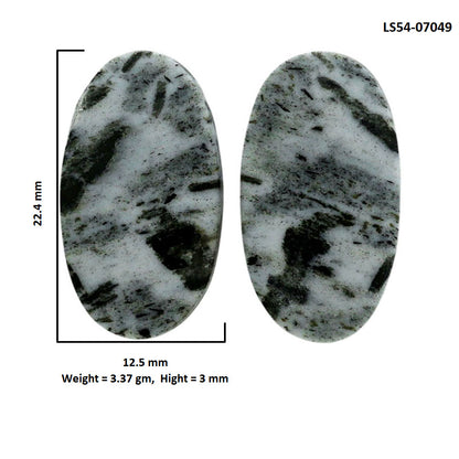 Hornblende Pair 12.5x22.4x3 mm Oval Shape Polished Gemstone LS54-07049