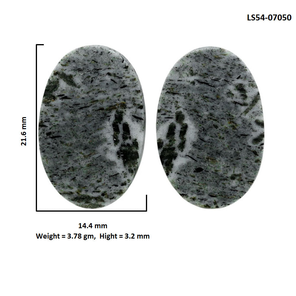 Hornblende Pair 14.4x21.6x3.2 mm Oval Shape Polished Gemstone LS54-07050