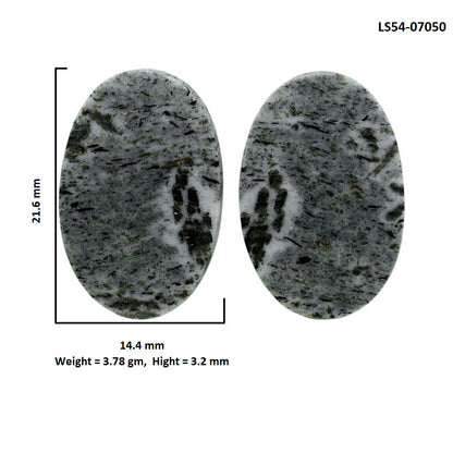 Hornblende Pair 14.4x21.6x3.2 mm Oval Shape Polished Gemstone LS54-07050