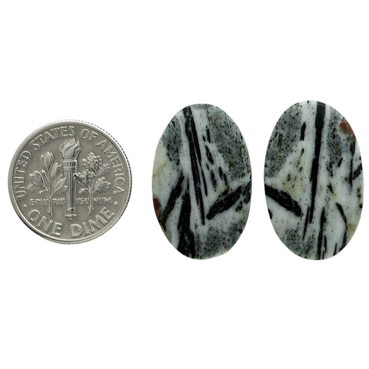 Hornblende Pair 14.4x22.4x3 mm Oval Shape Polished Gemstone LS54-07051