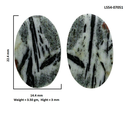 Hornblende Pair 14.4x22.4x3 mm Oval Shape Polished Gemstone LS54-07051