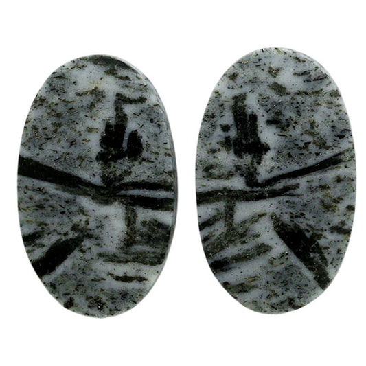 Hornblende Pair 14.6x24x4 mm Oval Shape Polished Gemstone LS54-07052