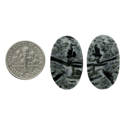 Hornblende Pair 14.6x24x4 mm Oval Shape Polished Gemstone LS54-07052