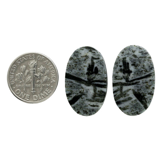 Hornblende Pair 14.6x24x4 mm Oval Shape Polished Gemstone LS54-07052