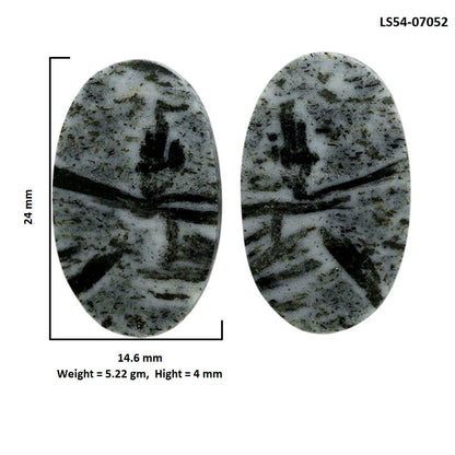 Hornblende Pair 14.6x24x4 mm Oval Shape Polished Gemstone LS54-07052