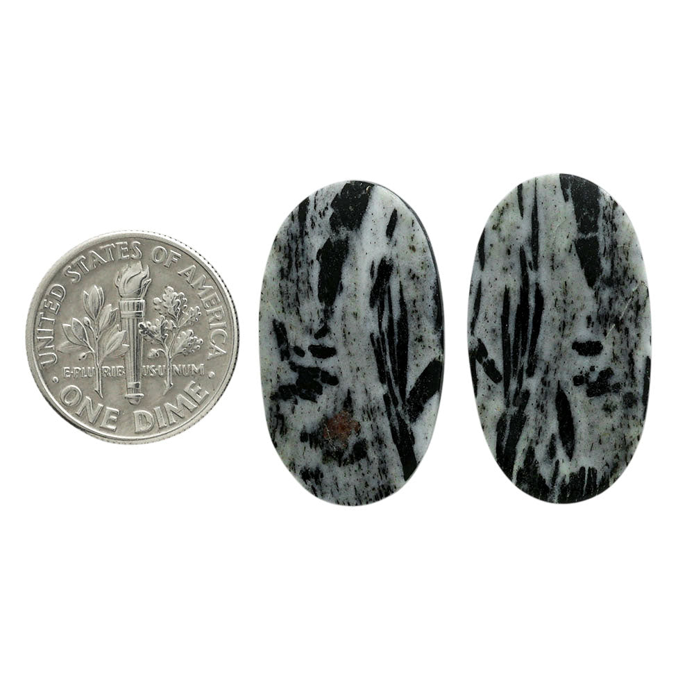 Hornblende Pair 15.2x27.1x3.5 mm Oval Shape Polished Gemstone LS54-07053