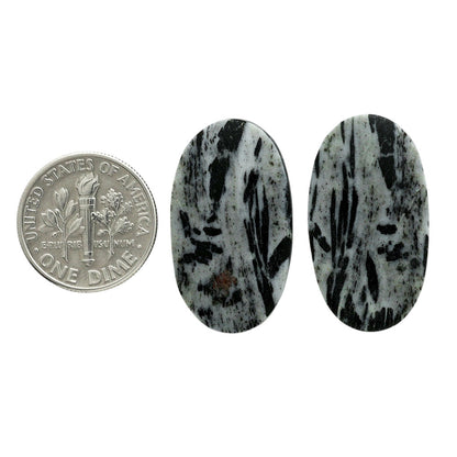 Hornblende Pair 15.2x27.1x3.5 mm Oval Shape Polished Gemstone LS54-07053
