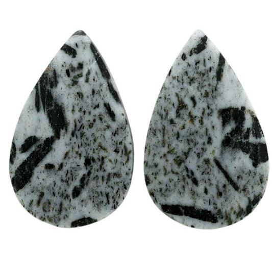 Hornblende Pair 15.7x25x4 mm Pear Shape Polished Gemstone LS54-07054