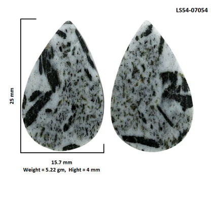 Hornblende Pair 15.7x25x4 mm Pear Shape Polished Gemstone LS54-07054