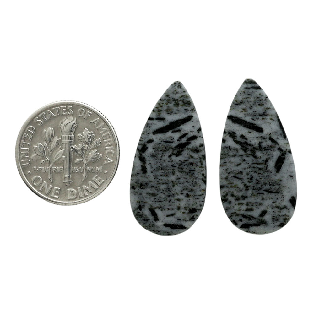 Hornblende Pair 12.8x26.4x3.5 mm Pear Shape Polished Gemstone LS54-07055