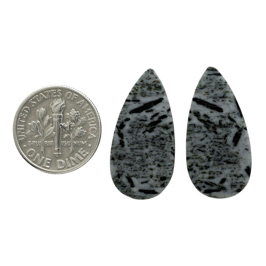 Hornblende Pair 12.8x26.4x3.5 mm Pear Shape Polished Gemstone LS54-07055