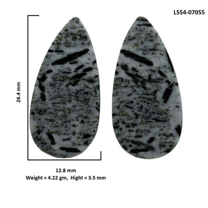 Hornblende Pair 12.8x26.4x3.5 mm Pear Shape Polished Gemstone LS54-07055