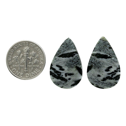 Hornblende Pair 14.7x23.1x3.5 mm Pear Shape Polished Gemstone LS54-07056