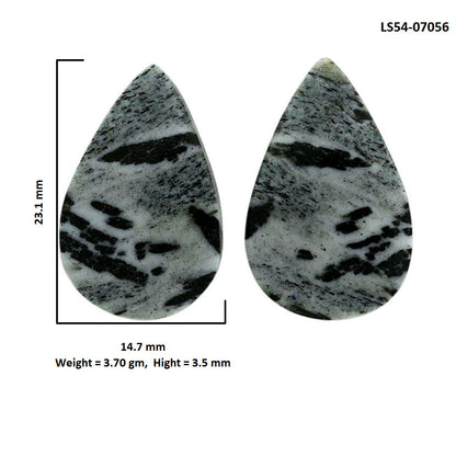 Hornblende Pair 14.7x23.1x3.5 mm Pear Shape Polished Gemstone LS54-07056