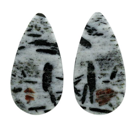 Hornblende Pair 13x25.2x3.5 mm Pear Shape Polished Gemstone LS54-07057