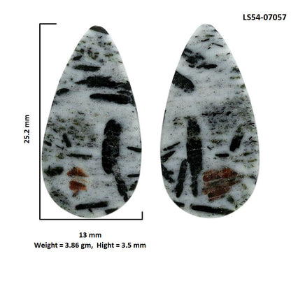 Hornblende Pair 13x25.2x3.5 mm Pear Shape Polished Gemstone LS54-07057
