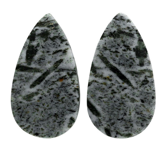 Hornblende Pair 14.1x25.7x3.5 mm Pear Shape Polished Gemstone LS54-07058