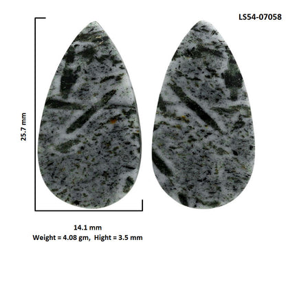Hornblende Pair 14.1x25.7x3.5 mm Pear Shape Polished Gemstone LS54-07058