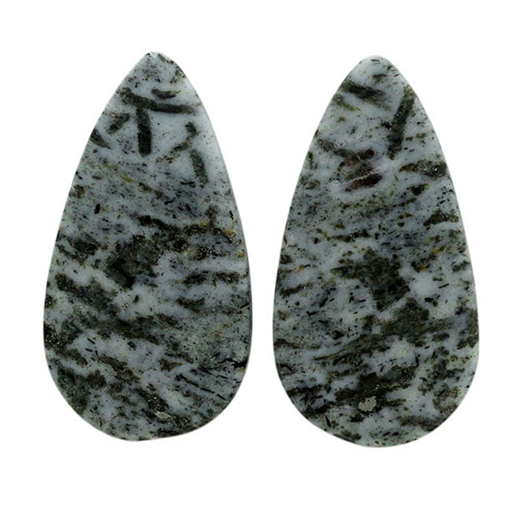 Hornblende Pair 13.6x25.6x3.7 mm Pear Shape Polished Gemstone LS54-07059