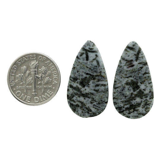 Hornblende Pair 13.6x25.6x3.7 mm Pear Shape Polished Gemstone LS54-07059