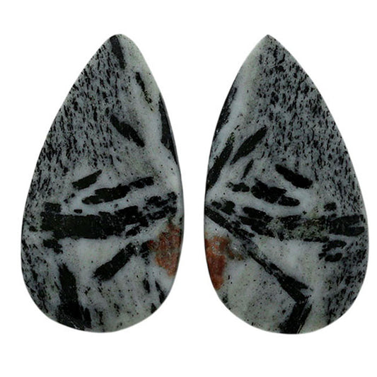 Hornblende Pair 13.5x24.9x4 mm Pear Shape Polished Gemstone LS54-07061