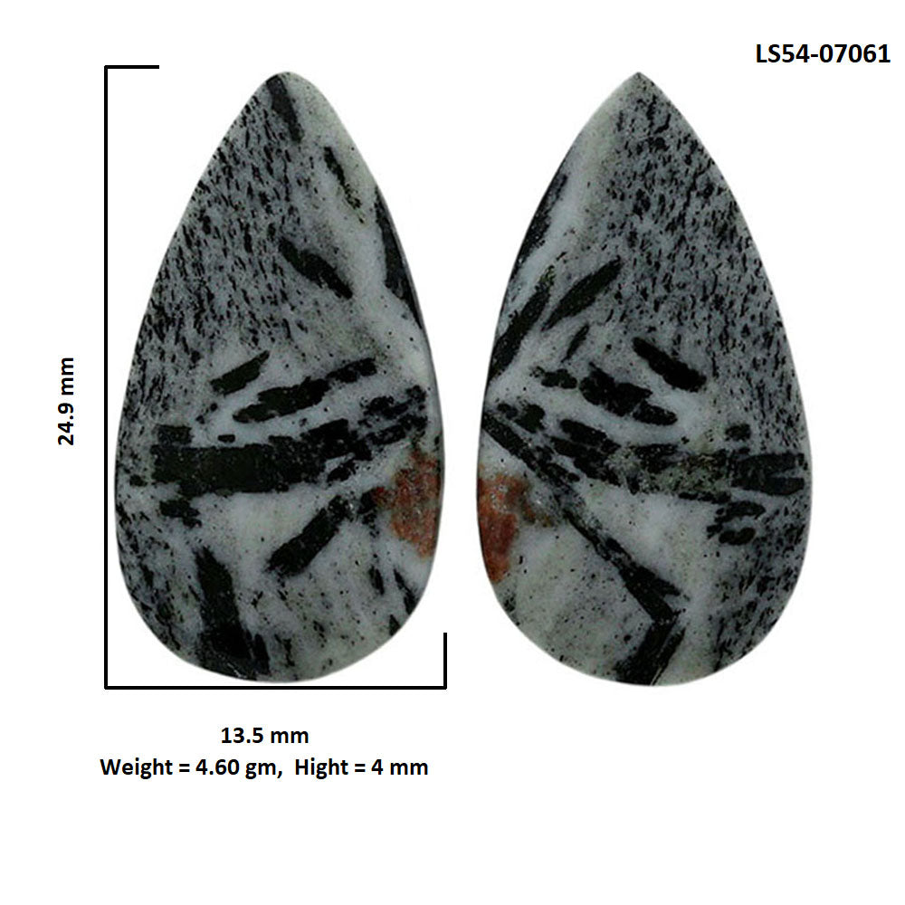 Hornblende Pair 13.5x24.9x4 mm Pear Shape Polished Gemstone LS54-07061