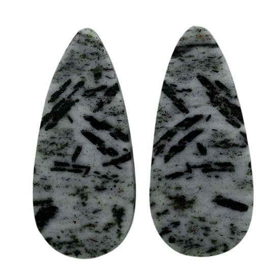 Hornblende Pair 11.8x26.25x3.5 mm Pear Shape Polished Gemstone LS54-07062