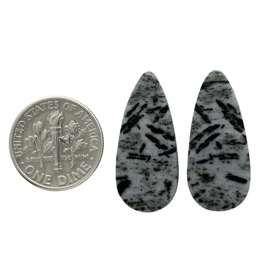 Hornblende Pair 11.8x26.25x3.5 mm Pear Shape Polished Gemstone LS54-07062