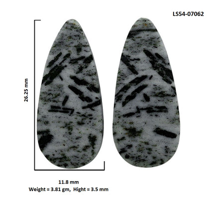 Hornblende Pair 11.8x26.25x3.5 mm Pear Shape Polished Gemstone LS54-07062