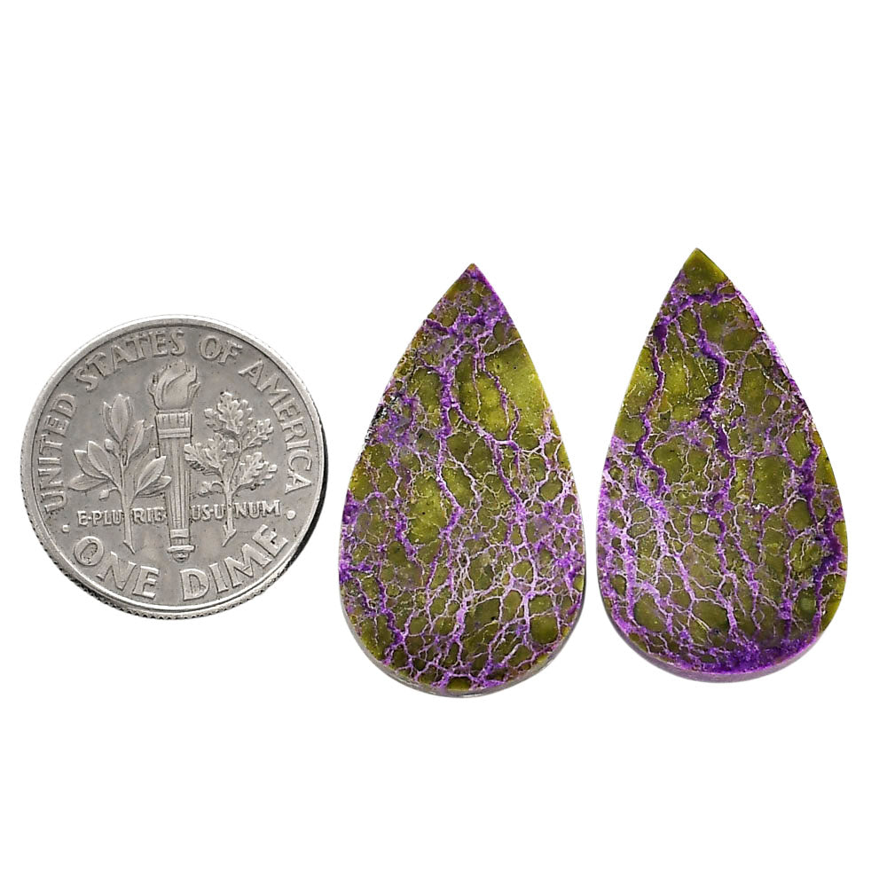 Purpurite Pair 14.1x25.2x4 mm Pear Shape Polished Gemstone LS60-04813