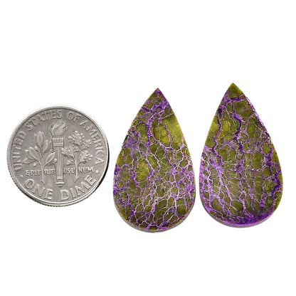 Purpurite Pair 14.1x25.2x4 mm Pear Shape Polished Gemstone LS60-04813