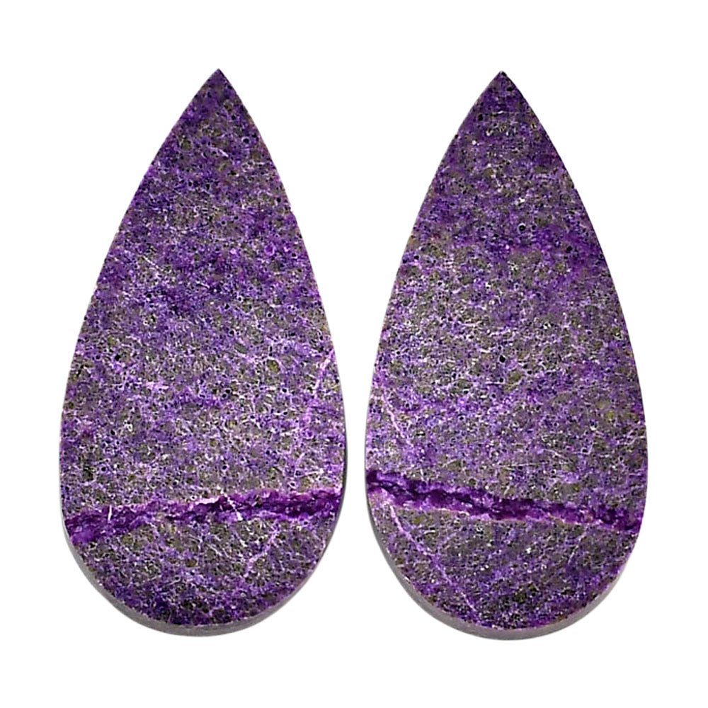 Purpurite Pair 14.3x28.4x3.8 mm Pear Shape Polished Gemstone LS60-04814