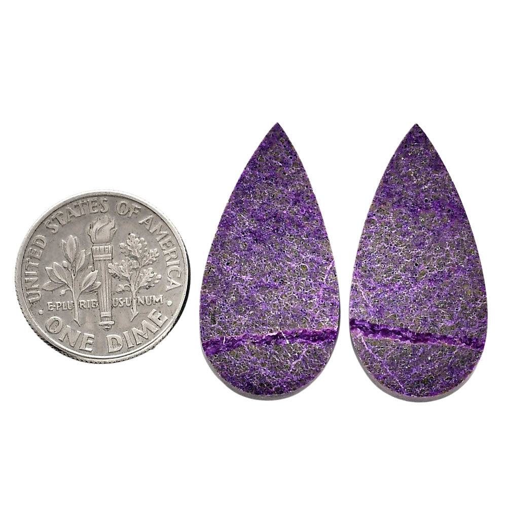 Purpurite Pair 14.3x28.4x3.8 mm Pear Shape Polished Gemstone LS60-04814