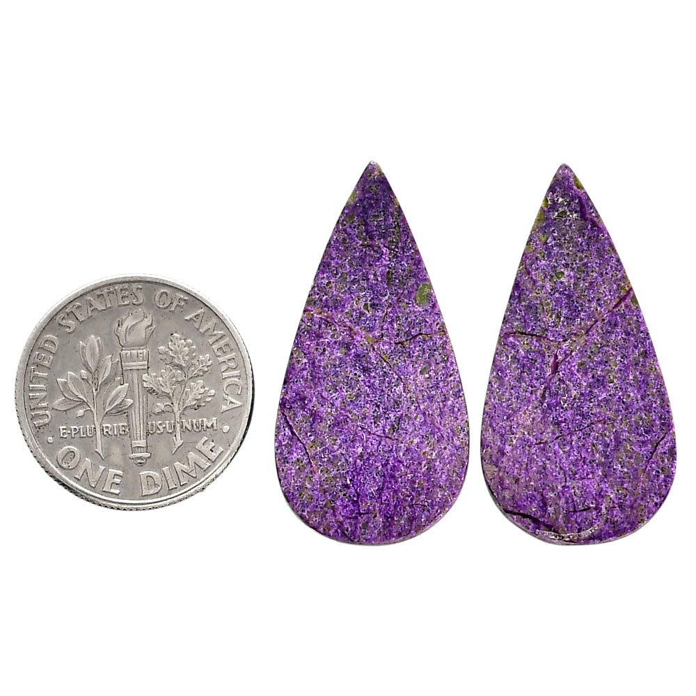 Purpurite Pair 14.7x28.8x4 mm Pear Shape Polished Gemstone LS60-04819