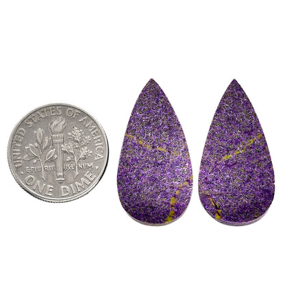 Purpurite Pair 13.4x26x3.7 mm Pear Shape Polished Gemstone LS60-04826