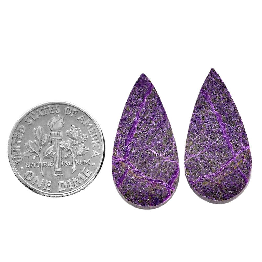 Purpurite Pair 12.4x25x3.8 mm Pear Shape Polished Gemstone LS60-04827