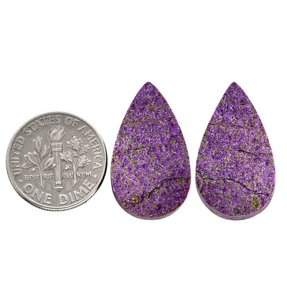 Purpurite Pair 14.2x24.5x3.5 mm Pear Shape Polished Gemstone LS60-04832