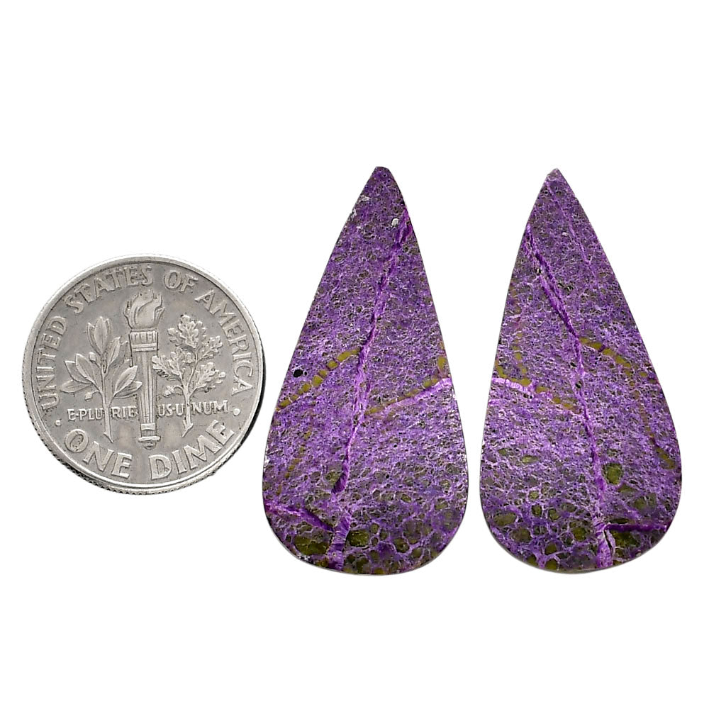 Purpurite Pair 15x30.3x3.7 mm Pear Shape Polished Gemstone LS60-04834